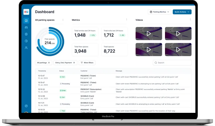 Mockup of SmartPark software