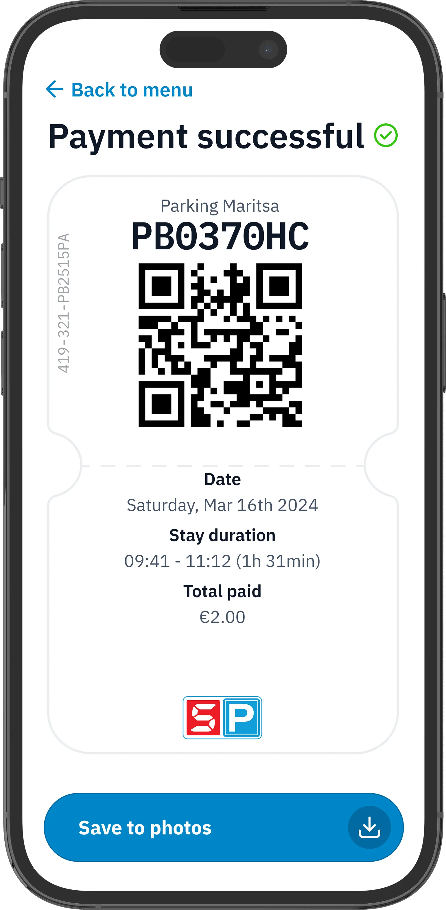 Mockup of SmartPark software